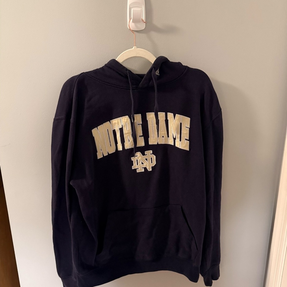 Notre Dame Navy Hoodie with Gold Lettering